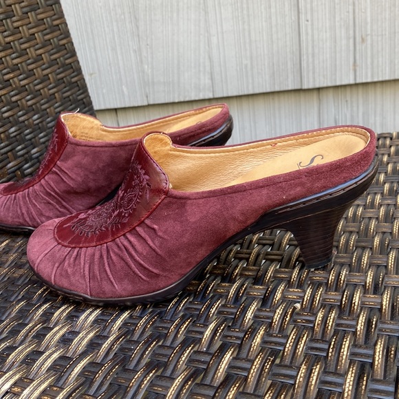 Sofft Camille Aubergine Red Suede Mules - Picture 2 of 11